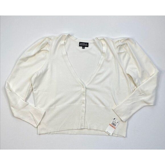 Danielle Bernstein White‎ Cropped Light Weight Cardigan Sz 1X NEW - Picture 3 of 10
